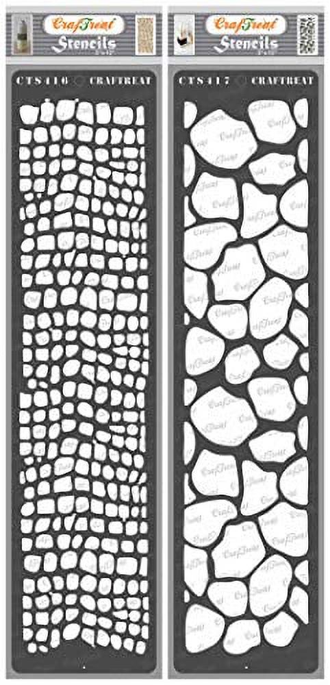 CrafTreat Border Stencils for Painting on Wood, Canvas, Paper, Fabric, Floor, Wall and Tile - Snake Skin and Giraffee Skin Stencil - 2 Pcs - 3x12